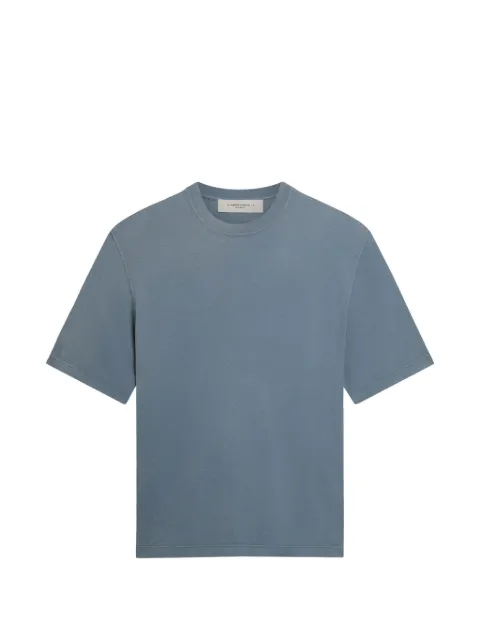 Golden Goose cotton T-shirt in baby-blue with reverse print on the back