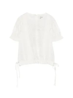 DAMSON MADDER Mabel lace-panelled puffed-sleeve blouse