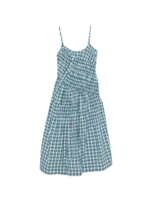 DAMSON MADDER Lyra shirred checked midi dress