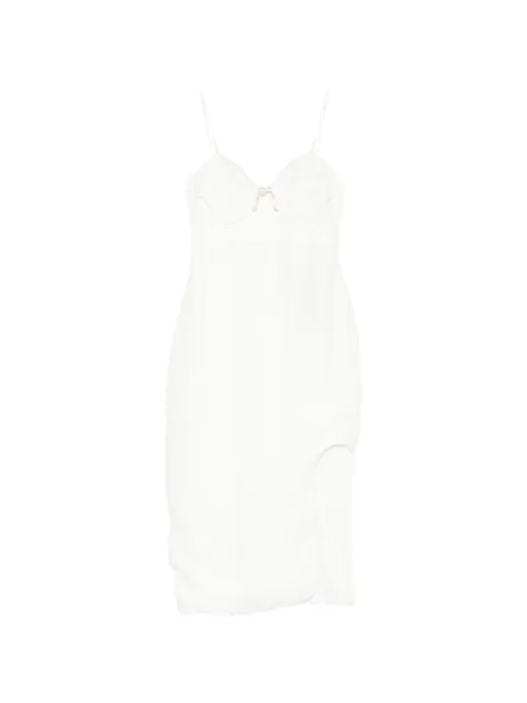 FARM Rio shell-detail bodice pearl midi dress