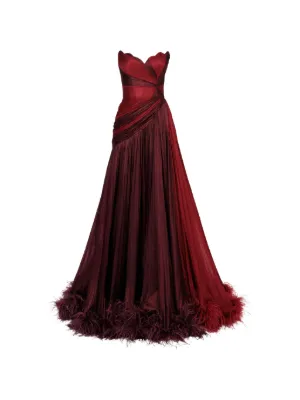 Iris Serban Giselle feather strapless maxi dress