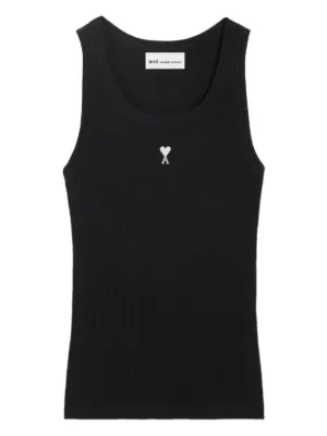 AMI Paris Ami De Coeur embroidered ribbed tank top