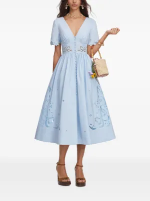 Self-Portrait embroidered midi dress