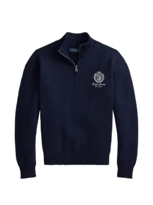 Polo Ralph Lauren Wimbledon embroidered-logo quarter-zip sweater