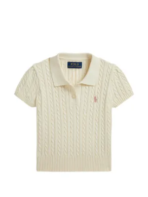 POLO RALPH LAUREN KIDS cable-knit cotton polo top 
