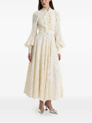 MOOS STUDIO Ethereal Grace ruffled belted maxi  dress