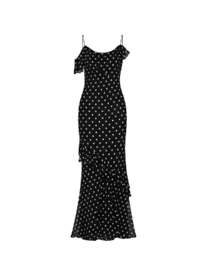 Self-Portrait Georgette polka dot ruffled maxi dress