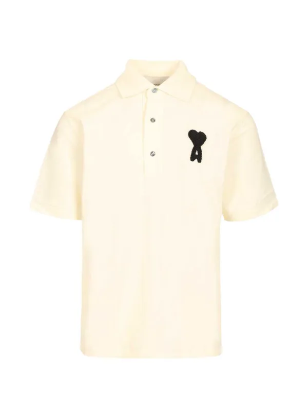 AMI Paris cotton Ami De Coeur knitted patch polo