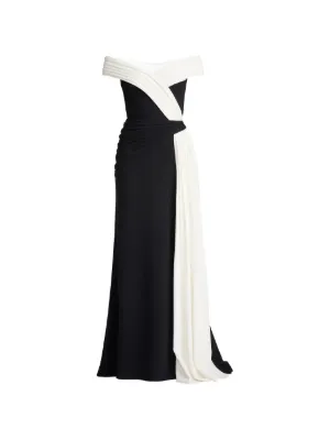 Tadashi Shoji draped slit maxi dress