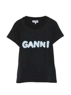 GANNI logo-embroidery T-shirt