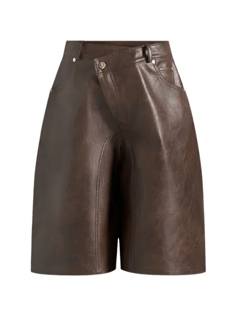 Manière De Voir Hazel leather wrapover bermuda shorts