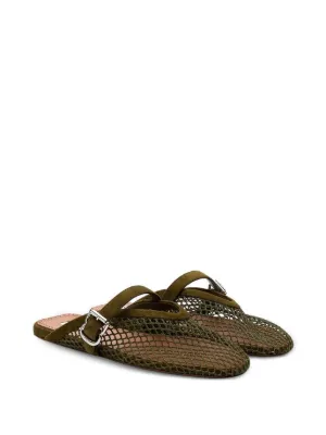 Ala&iuml;a fishnet buckled mules