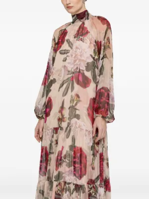 NISSA scarf-detail silk maxi dress