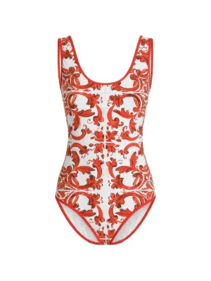 Dolce & Gabbana  Majolica-print one-piece swimsuit