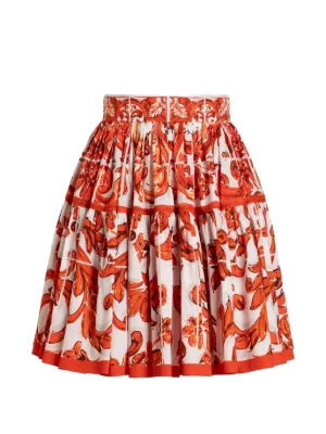 Dolce & Gabbana Majolica-print poplin short skirt