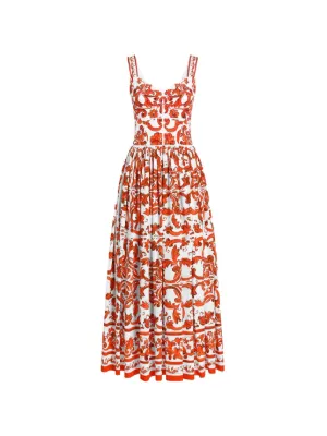 Dolce & Gabbana  Majolica-print long poplin dress