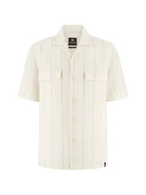 Boggi Milano regular fit pinstripe linen shirt