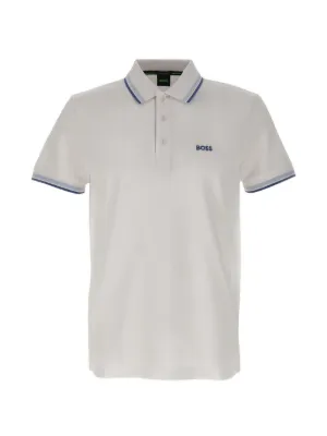BOSS striped-trim pique polo shirt