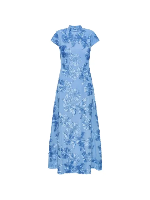 ROTATE BIRGER CHRISTENSEN mesh capsleeve maxi dress blue