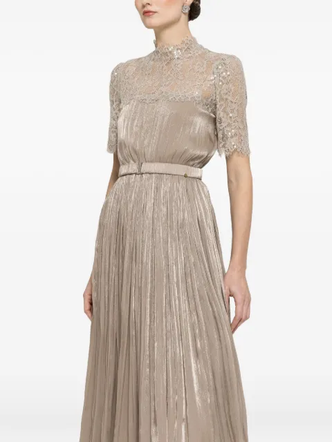 NISSA lace-panel chiffon midi dress