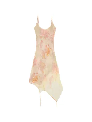 Diesel midi slip dress with floral print and lace trim