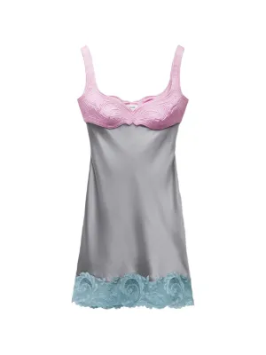 Versace lace-trim silk cady satin mini dress