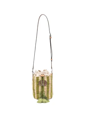 Valentino Garavani small bucket bag in striped raffia