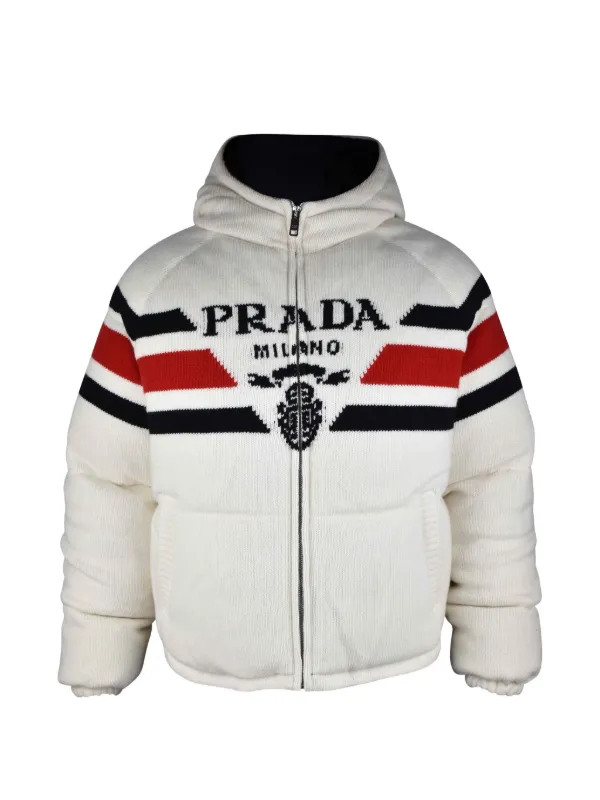 Prada logo hooded down jacket