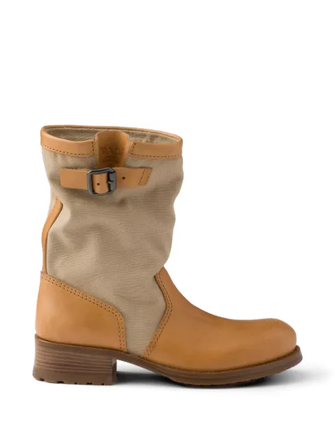 Prada leather and canvas boots