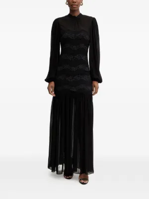 TWINSET lace-panelled long-sleeve dress