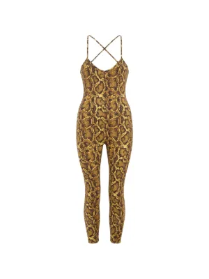 Marine Serre python-print V-neck jumpsuit