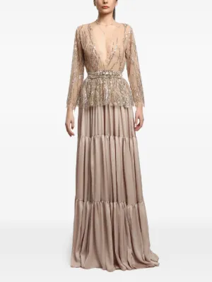 MIAU by Clara Rotescu Amman crystal-embellished tiered maxi dress