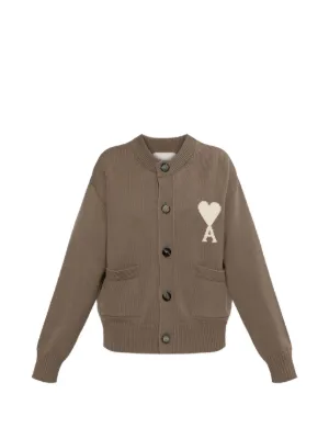 AMI Paris Ami de Coeur logo-patch cardigan