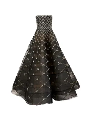 Carolina Herrera pearl-embroidered strapless gown
