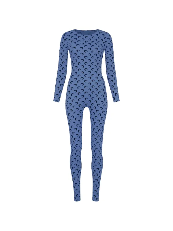 Marine Serre moon-print long-sleeve jumpsuit