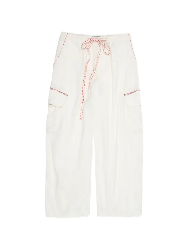 BIMBA Y LOLA  ivory cargo pants with decorative stitching