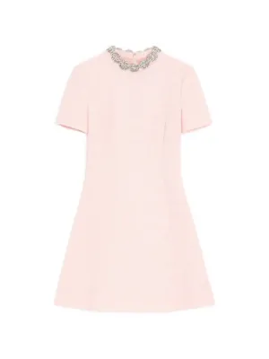 Valentino Garavani embroidered crinkle cotton tweed short dress