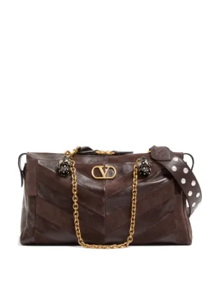Valentino Garavani Panthea medium shoulder bag in suede and nappa with chevron motif