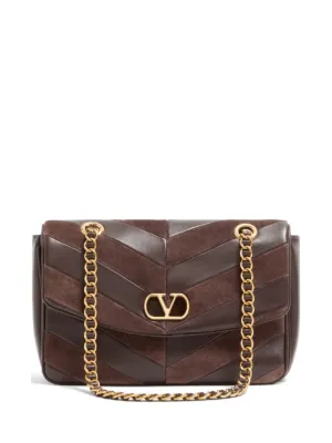 Valentino Garavani Djuna medium chain bag in suede and nappa with chevron pattern