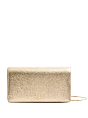 Valentino Garavani Vlogo Signature mini shoulder bag in laminated grainy calfskin with jewel logo