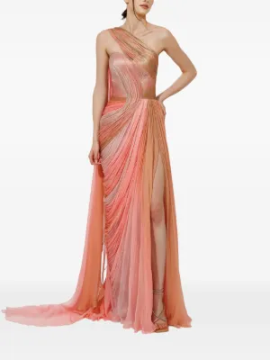 Iris Serban Alicia pleated one-shoulder maxi dress