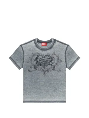 Diesel jersey t-shirt with rhinestones and burnout effect