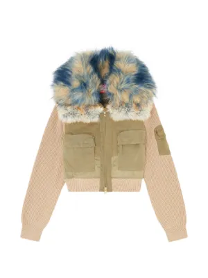 Diesel bomber jacket with rib-knit and plush trims