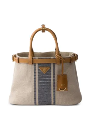 Prada buckle small canvas and leather bag
