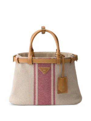 Prada buckle small canvas and leather bag