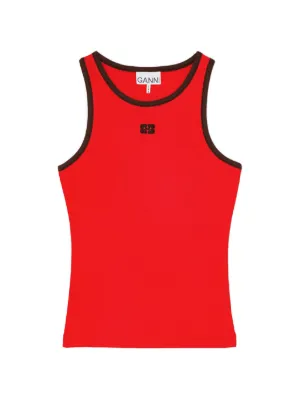 GANNI logo-detail tank top