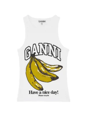 GANNI banana-print tank top