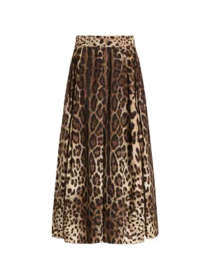 Dolce & Gabbana leo-print poplin skirt