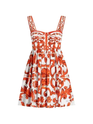 Dolce & Gabbana Majolica-print poplin short dress