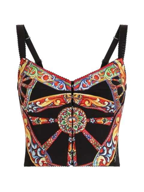 Dolce & Gabbana Carretto-print charmeuse top 